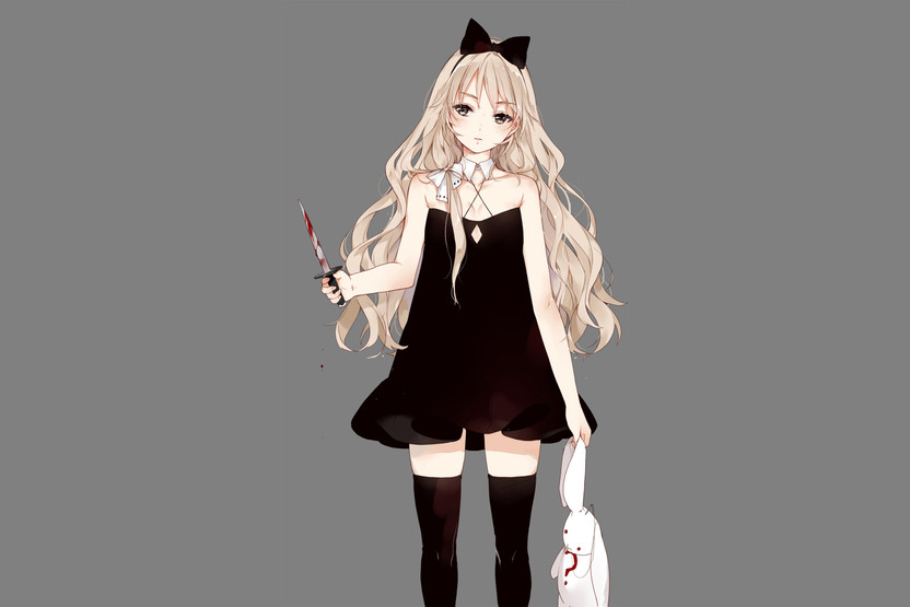 anime black dress girl