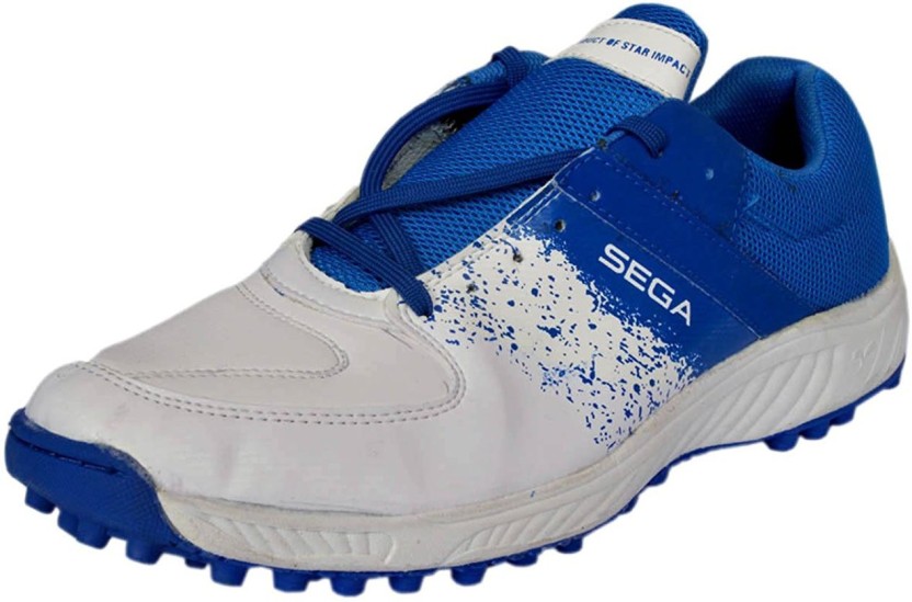 SEGA Bolder Men’s Bowling Cricket Boots with Metal Spikes Blue & White Cricket Shoes, 