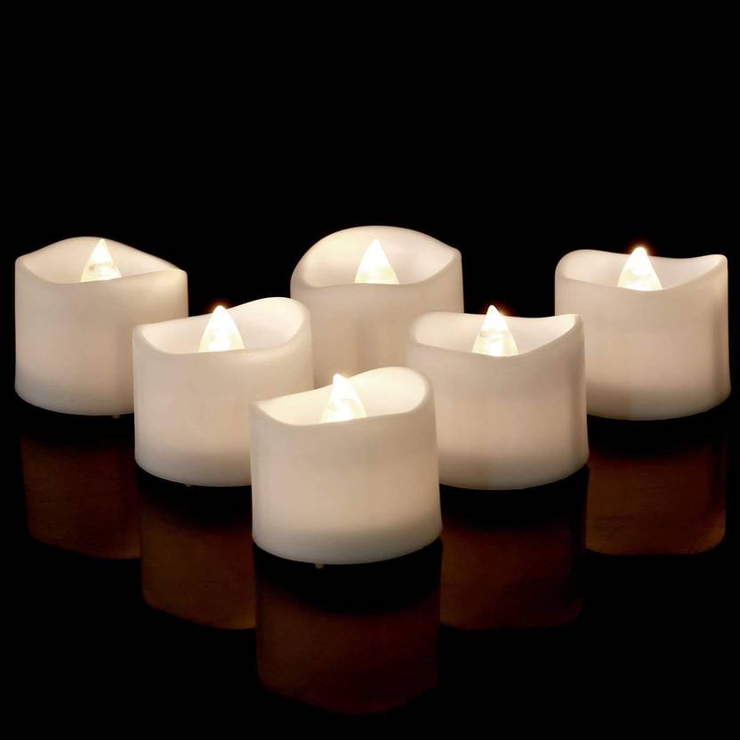 Vibex Flameless Flickering Led Tea Lights Battery Operated Candle Vibex Flameless Flickering Led Tea Lights Battery Operated Candle Multicolor Pack Of 6