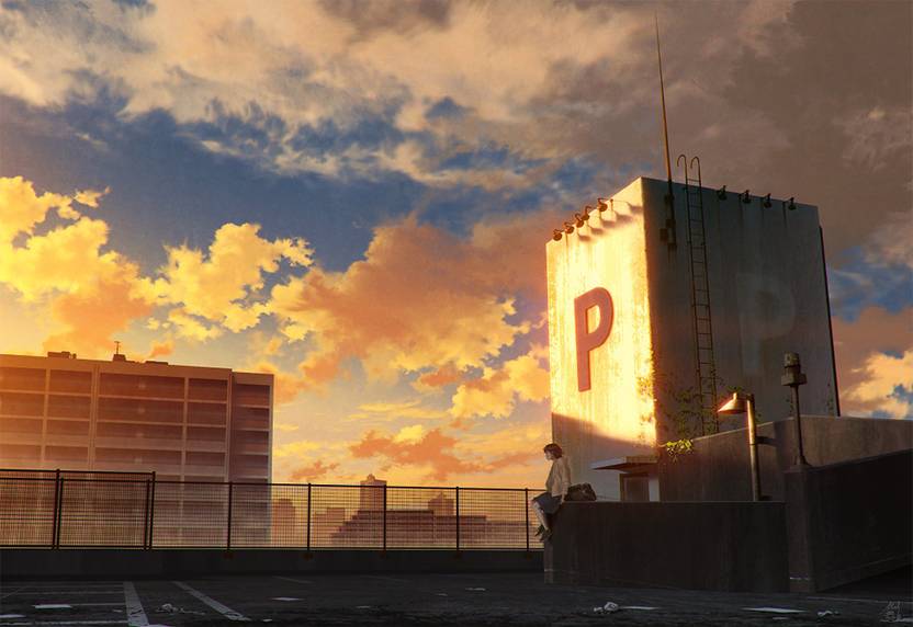 Athah Anime Original Rooftop 13 19 Inches Wall Poster Matte