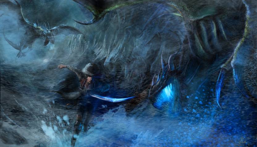 Athah Anime Original Fantasy Dark Dragon 13 19 Inches Wall