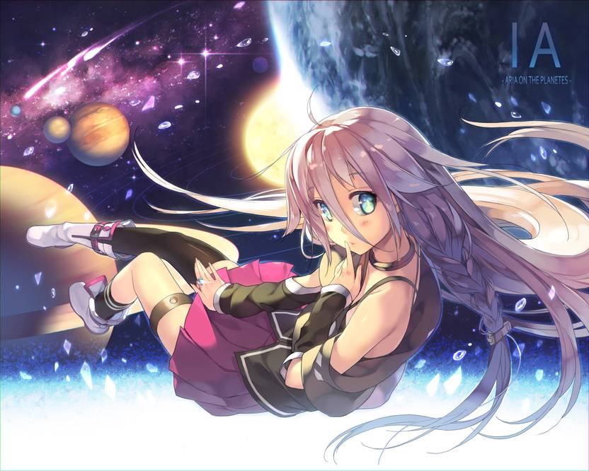 Athah Anime Vocaloid Ia Long Hair White Hair Blue Eyes Space