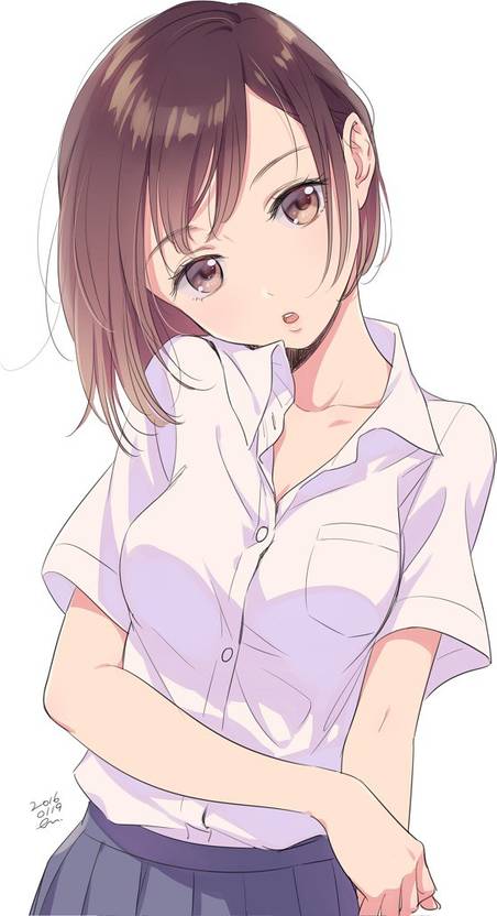 Athah Anime Original Girl School Uniform Short Hair Brown Hair