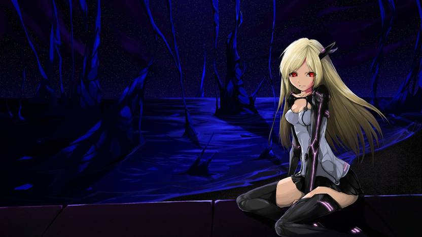 Athah Anime Original Night Thigh Highs Girl Long Hair Blonde