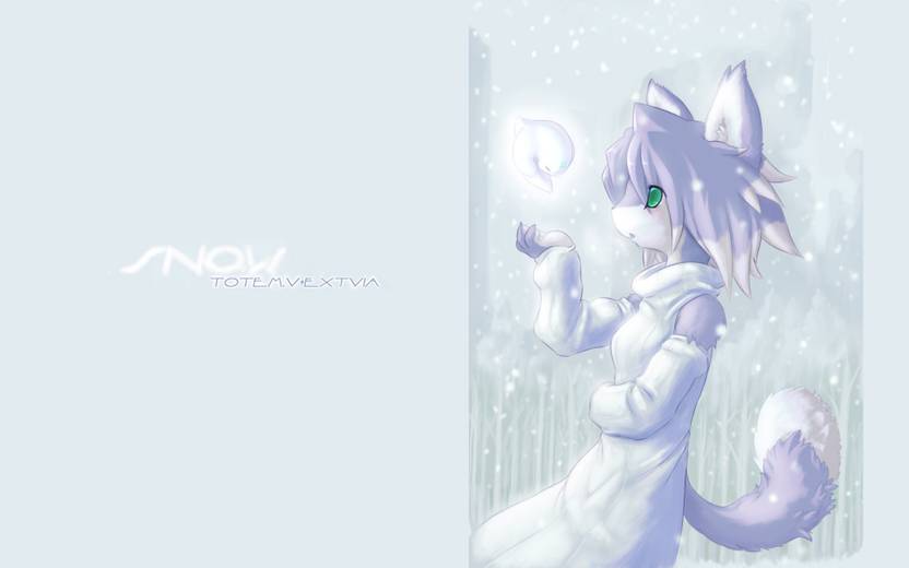 Athah Anime Original Girl Fox Green Eyes Snow Furry 13 19