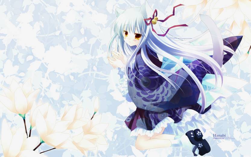 Athah Anime Original Long Hair White Hair Kimono Yellow Eyes