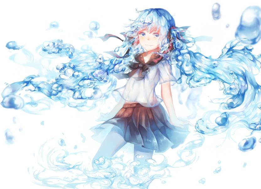 Athah Anime Vocaloid Hatsune Miku Lone Hair Twintails Blue