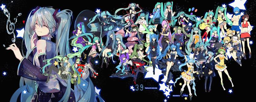 Athah Anime Vocaloid Kaito Hatsune Miku Rin Kagamine Len