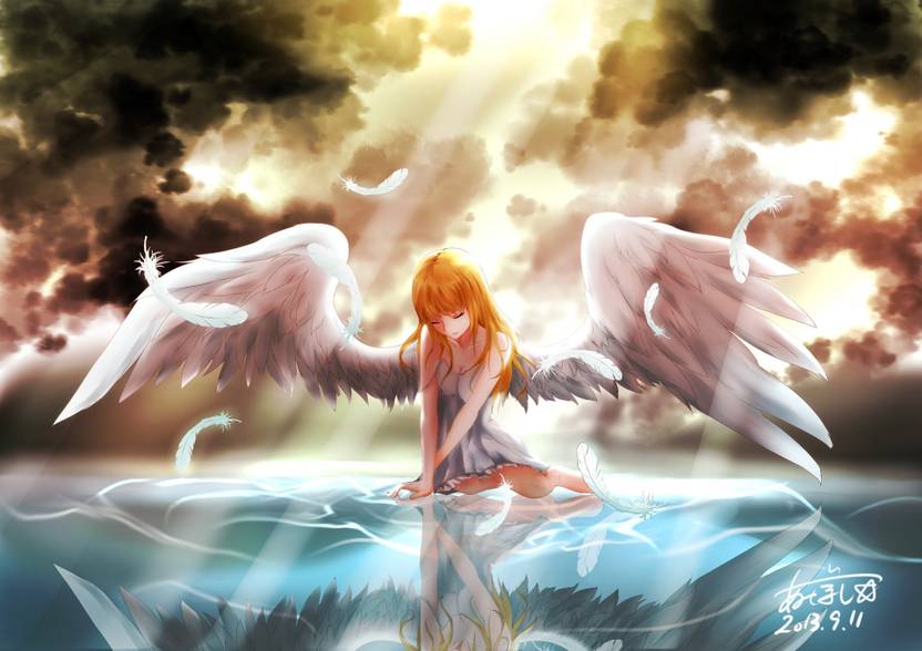 Athah Anime Angel Fantasy Wings Feather Sky Cloud Light