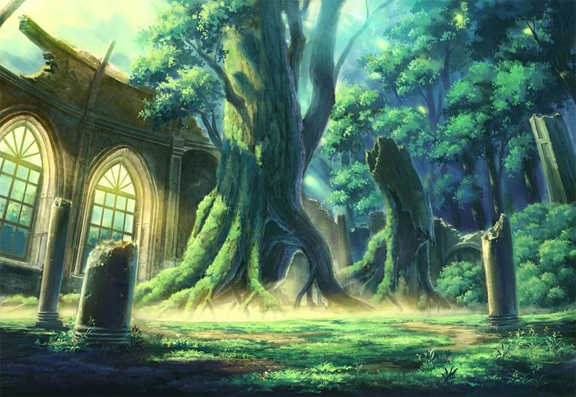 Athah Anime Original Landscape Sun Ruin Tree Forest 13 19