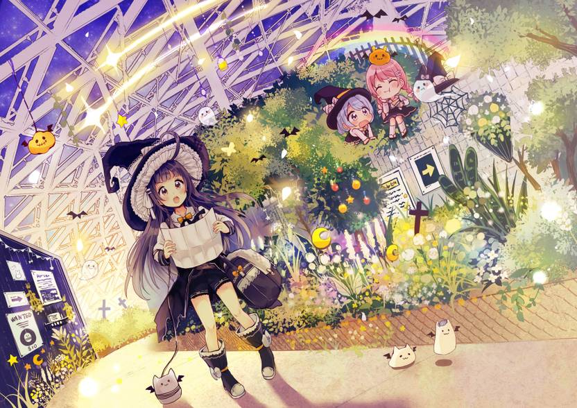 Athah Anime Original Pink Hair White Hair Purple Hair Cape Hat