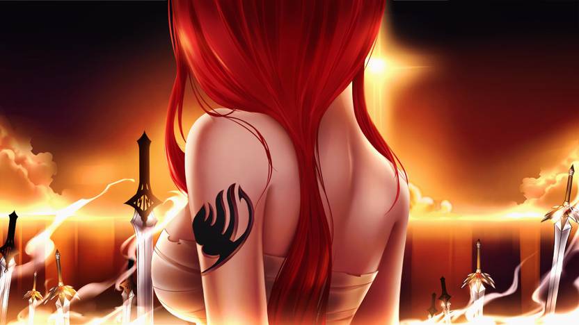 Athah Anime Fairy Tail Erza Scarlet Red Hair Long Hair Woman
