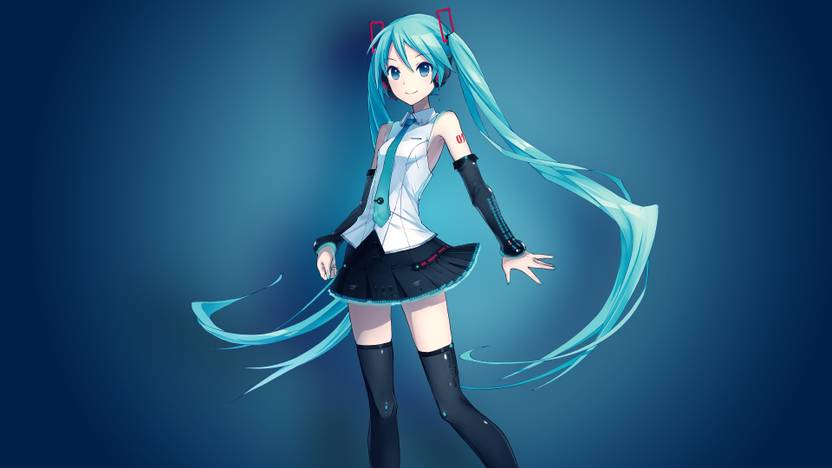 Athah Anime Vocaloid Skirt Hatsune Miku Tie Aqua Hair Blue