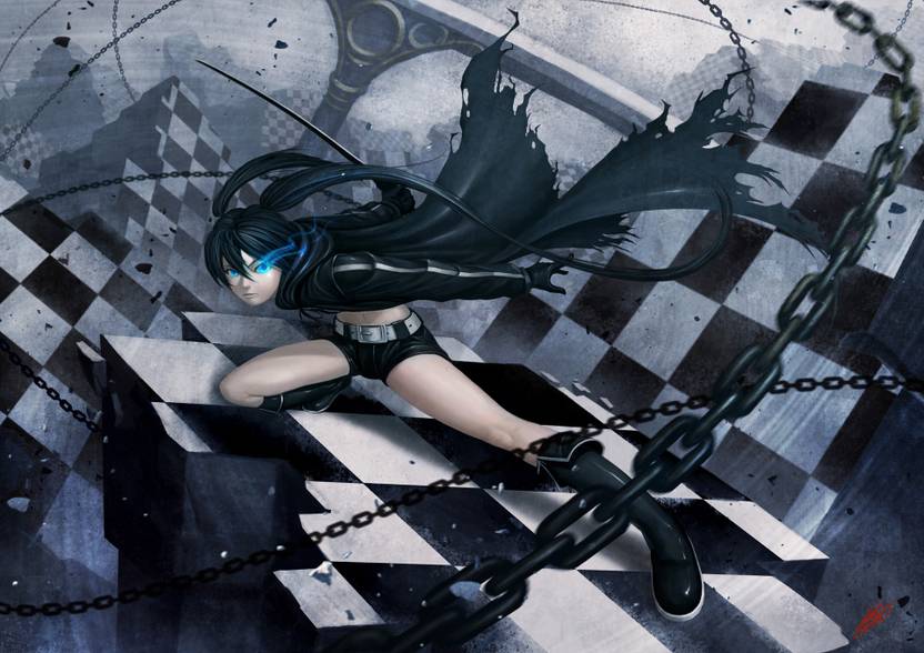 Athah Anime Black Rock Shooter Mato Kuroi Twintails Chain