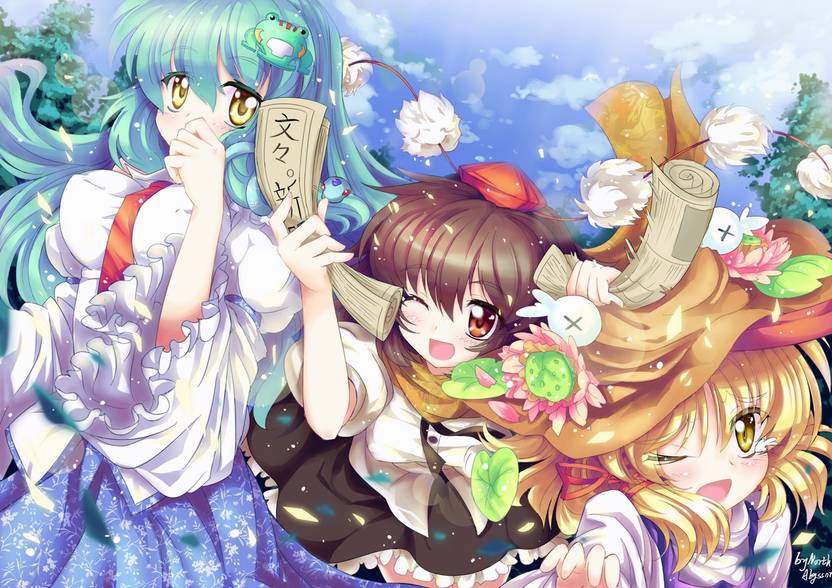 Athah Anime Touhou Aya Shameimaru Sanae Kochiya Suwako