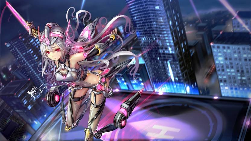 Athah Anime Original Girl Armor Sword City 13 19 Inches Wall