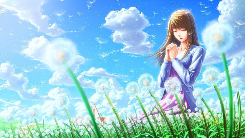 Athah Anime Girl Long Hair Cloud Flower Dandelion 13 19