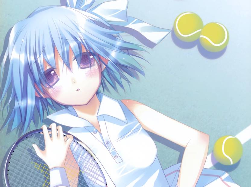 Athah Anime Original Tennis Ball Short Hair Blush Blue Hair Purple