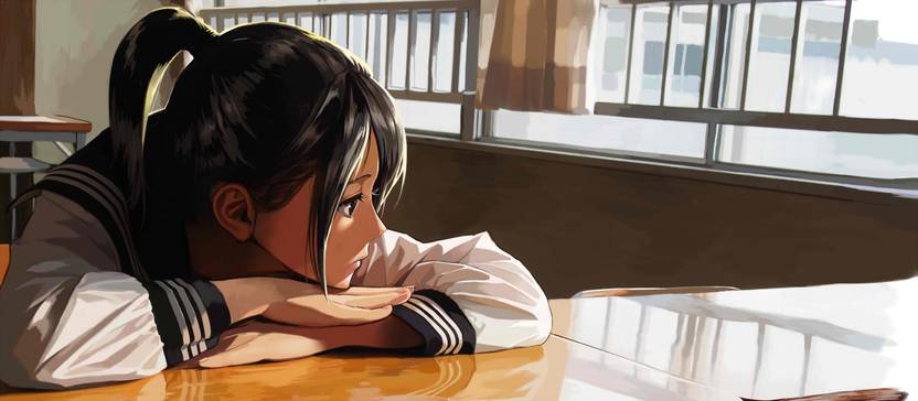 Athah Anime Original Girl Ponytail Black Hair Short Hair