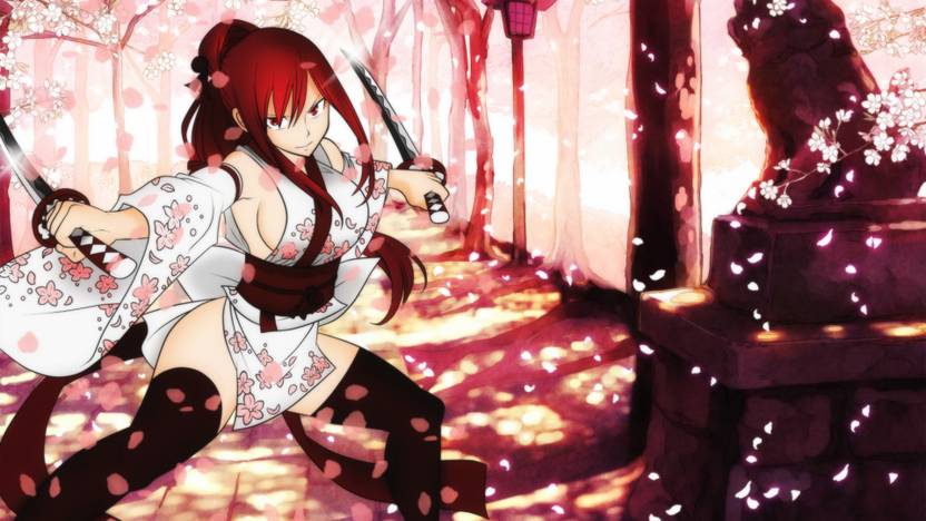 Athah Anime Fairy Tail Erza Scarlet Sakura Blossom Katana