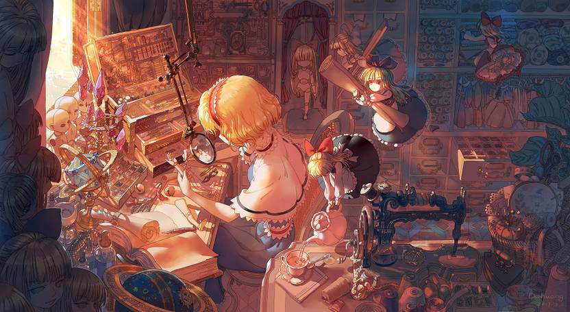 Athah Anime Touhou Alice Margatroid Shanghai Doll Blonde Short