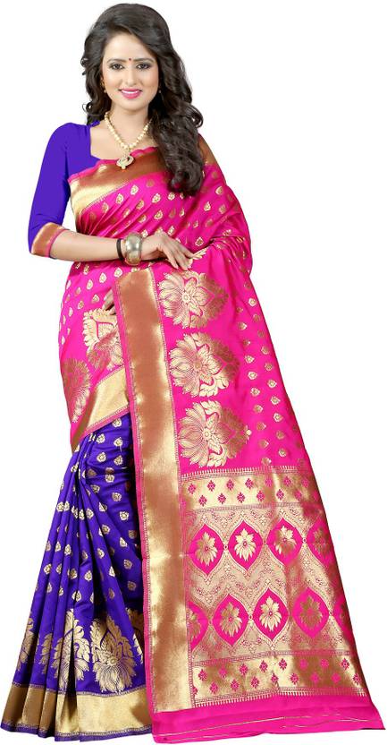 Buy Creative Work Embellished Banarasi Art Silk Cotton Jacquard