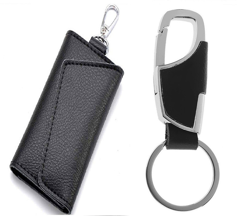 Men Women Leather Car Key Chain Ring Keychain Case Holder Zipped Bag Purse Pouch