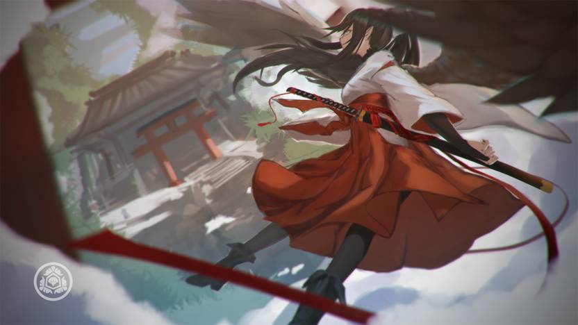 Athah Anime Original Sword Miko Outfit Wings 13 19 Inches