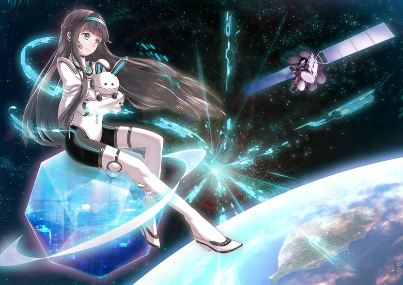 Athah Anime Original Space Earth Satellite Sci Fi Smile