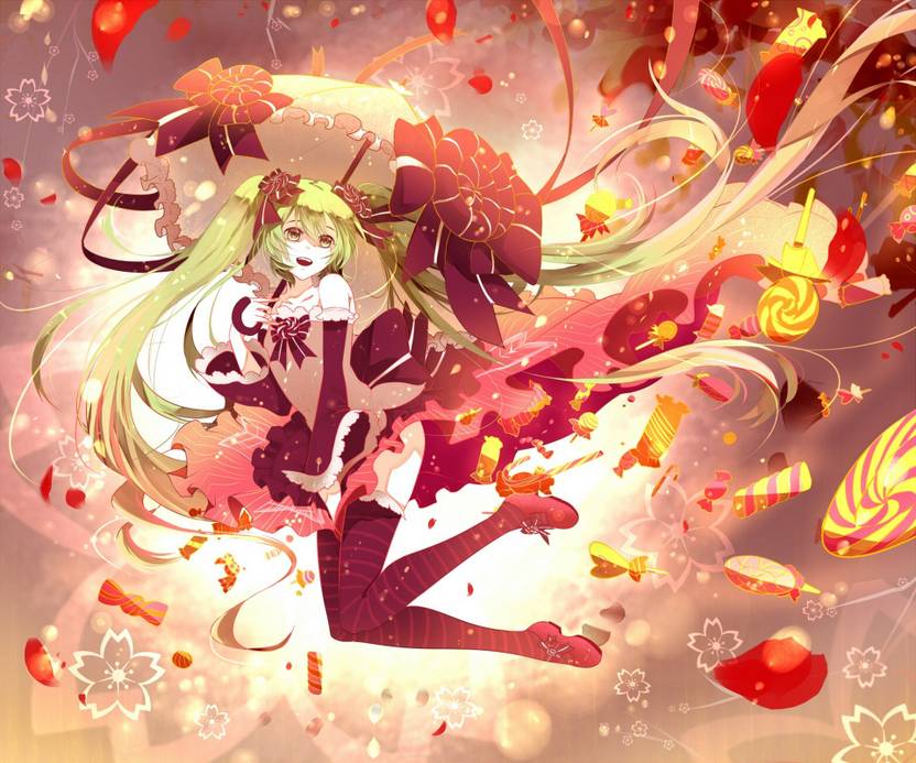Athah Anime Vocaloid Hatsune Miku Twintails Long Hair Green