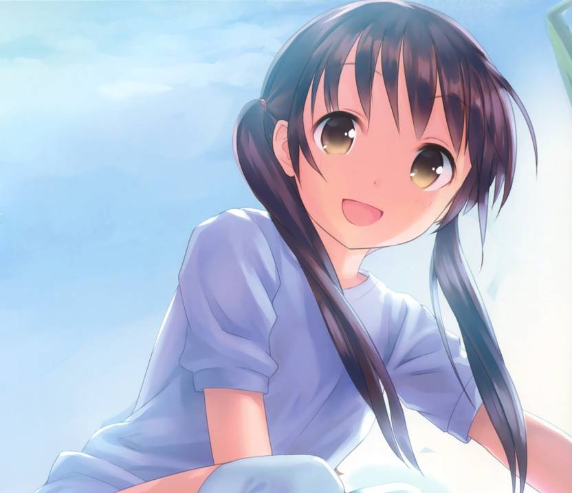 Athah Anime Original Long Hair Brown Hair Smile Brown Eyes