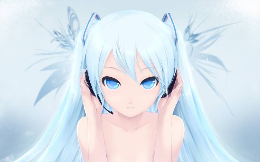 Athah Anime Vocaloid Aqua Hair Headphones Girl Blue Eyes Hatsune