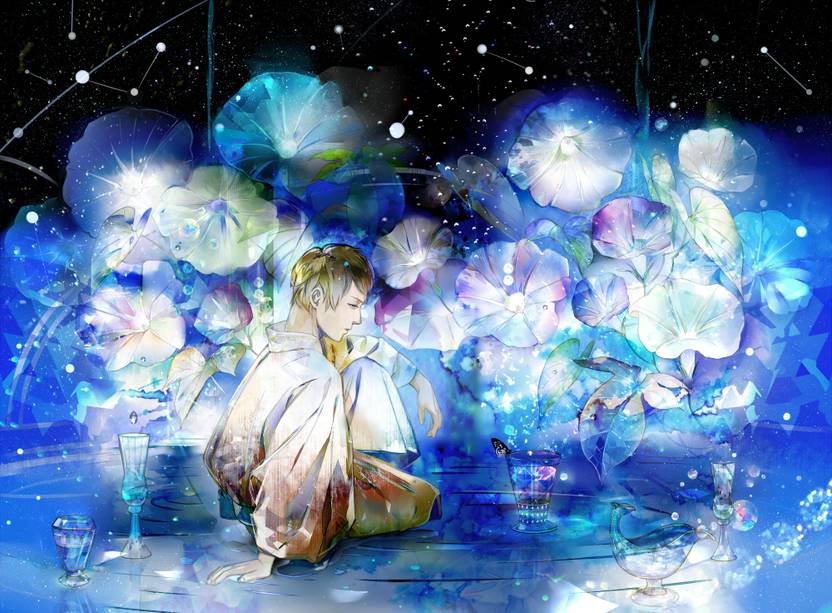 Athah Anime Original Boy Short Hair Brown Hair Blue Water
