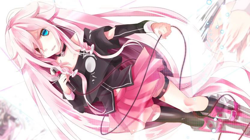 Athah Anime Vocaloid Ia Long Hair Pink Hair Blue Eyes Thigh