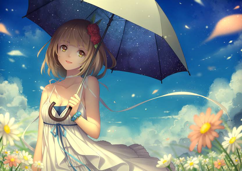 Athah Anime Original Blonde Short Hair Yellow Eyes Dress Field