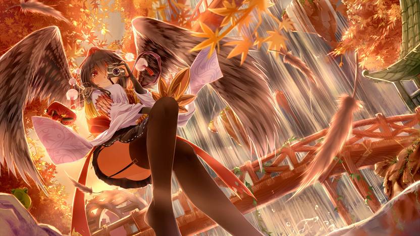 Athah Anime Touhou Aya Shameimaru Girl Wings Feather Smile