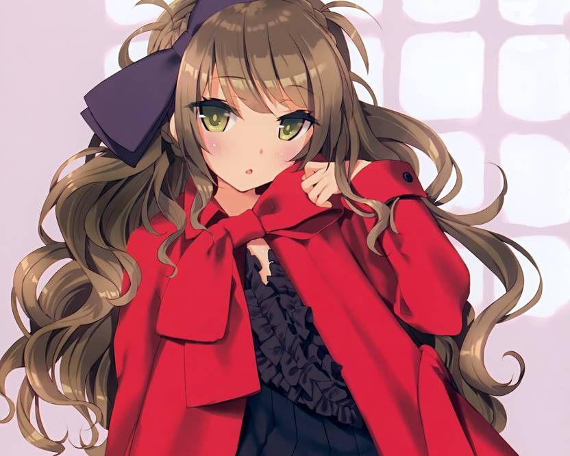 Anime girl with brown hair and green eyes