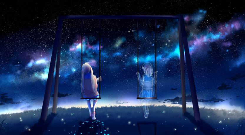 Athah Anime Original Girl Stars Sky 13 19 Inches Wall Poster