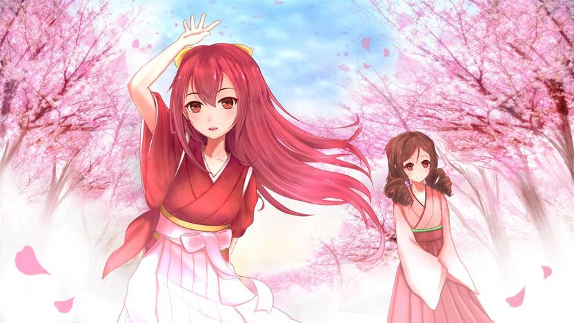 Anime Girl White Hair Red Eyes Kimono