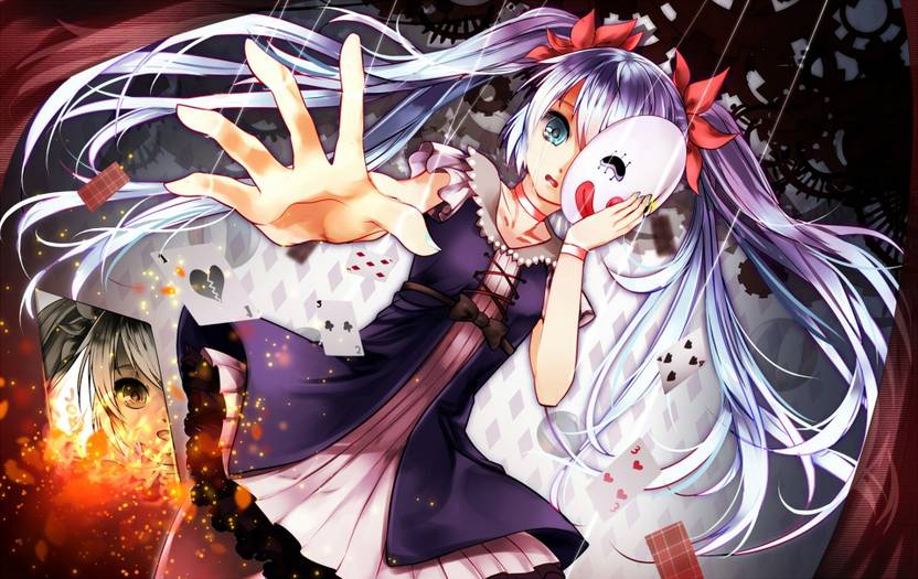 Athah Anime Vocaloid Hatsune Miku Girl Tears Mask Aqua Eyes