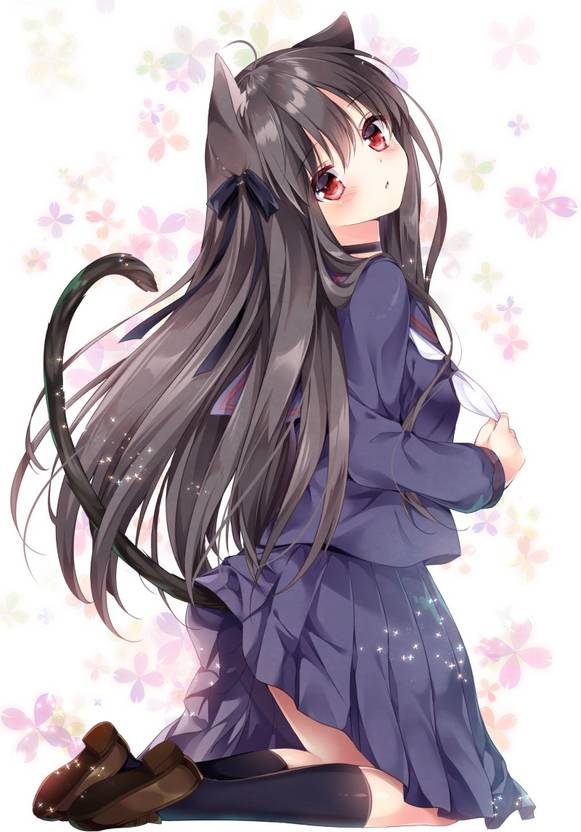 Athah Anime Original Girl Nekomimi Schoolgirl School Uniform