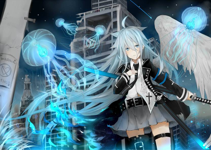 Athah Anime Original Nekomimi White Hair Jellyfish Wings
