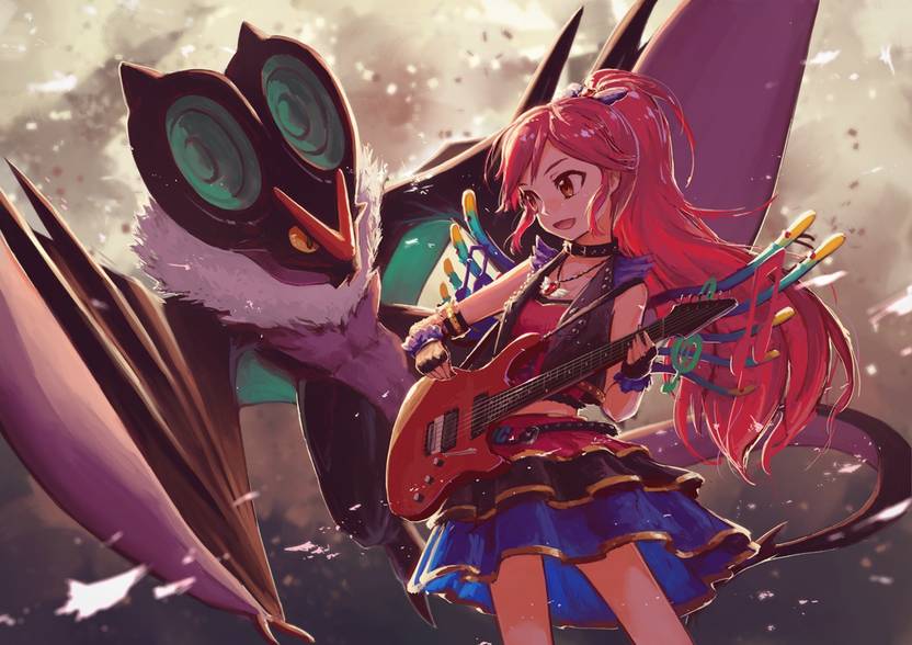 Athah Anime Crossover Girl Pokemon Guitar 13 19 Inches Wall Poster