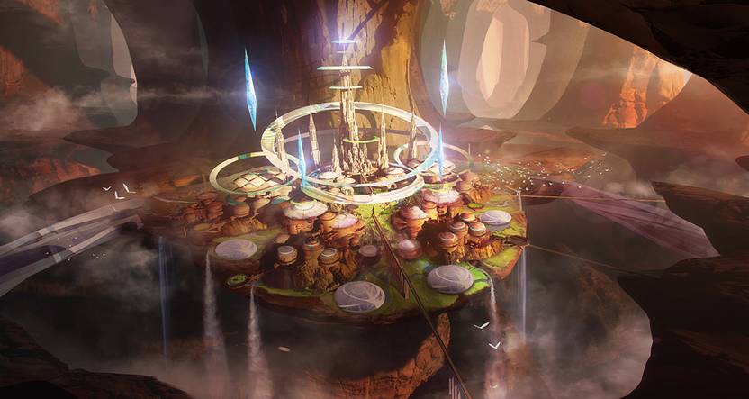 Athah Anime Original Castle Cave City Fantasy Bird 13 19