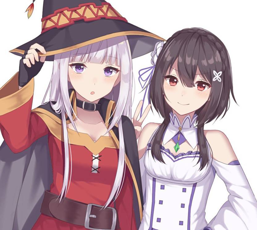 Athah Anime Crossover Emilia Megumin Kono Subarashii Sekai