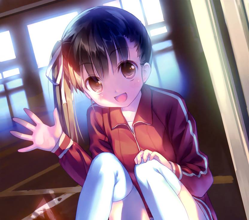 Athah Anime Original Long Hair Black Hair Smile Blush Brown Eyes