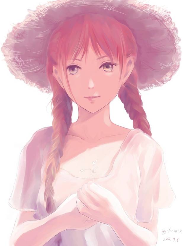 Athah Anime Original Girl Braid Long Hair Pink Hair Smile Lips Hat