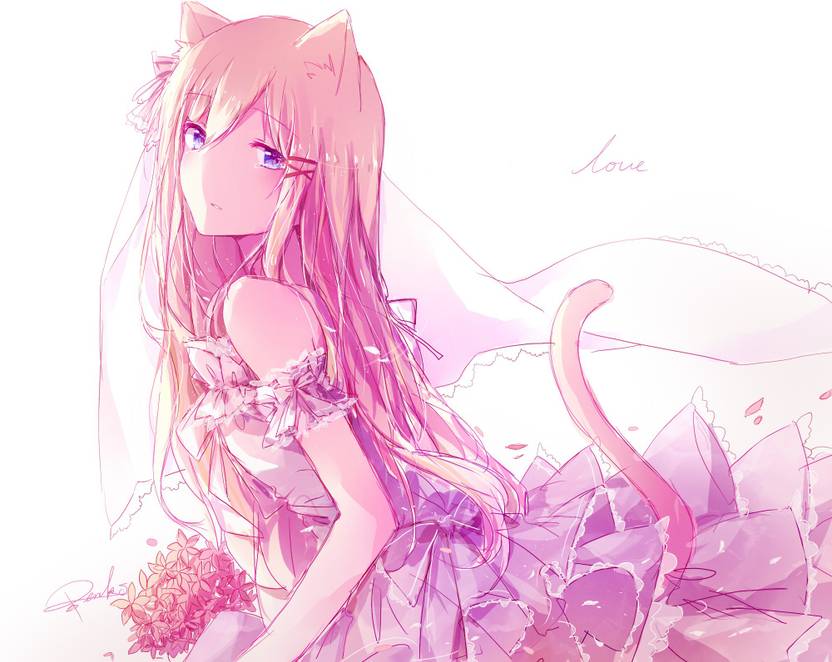Athah Anime Original Girl Long Hair Pink Hair Animal Ears Tail