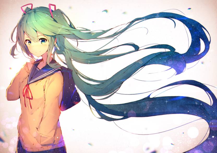 Athah Anime Vocaloid Hatsune Miku Long Hair Twintails Aqua