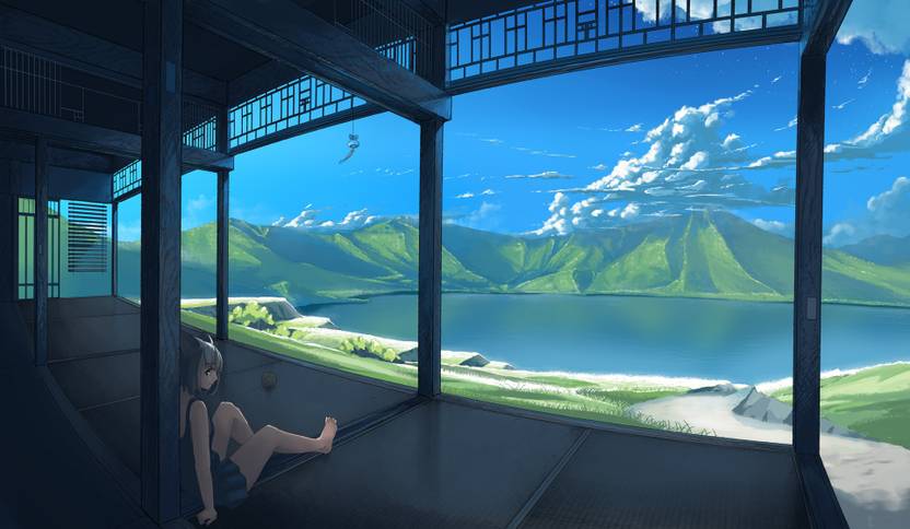 Athah Anime Original Lake Sky Cloud 13 19 Inches Wall Poster